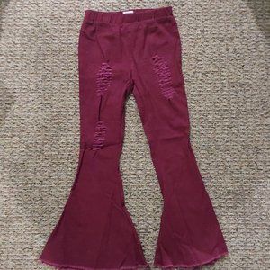 Burgundy Red Bootleg Pants